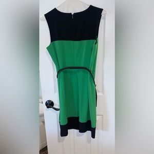 New York & Company Womens Green Black Dress Colorblock Sleeveless V Neck *NEW*